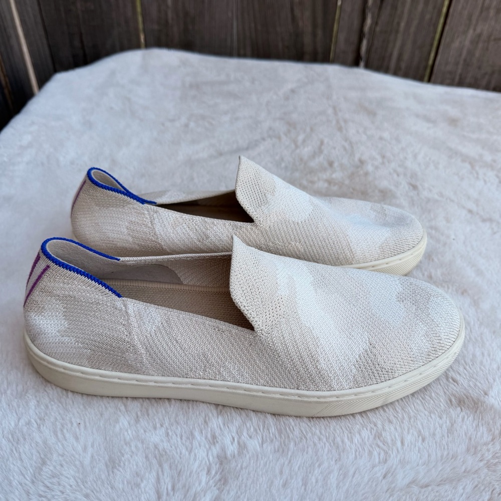 Rothy’s Neutral Camo Beige & Tan Flat Slides Loafers Size 9
